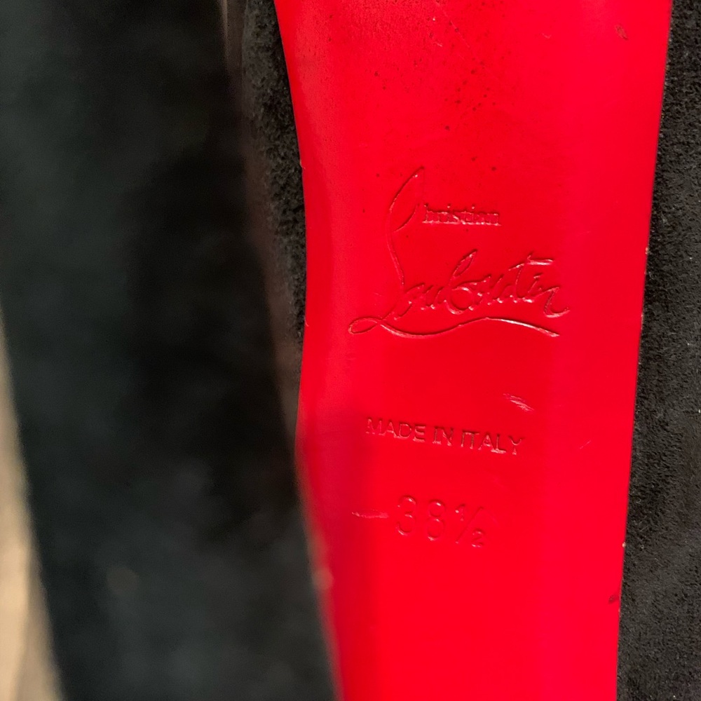 Christian Louboutin Black Suede Booties 38 1/2 - Picture 12 of 12